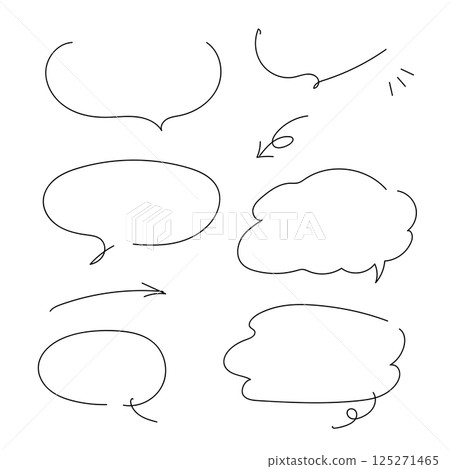 Hand-drawn style speech bubble & arrow set | Simple and easy-to-use line drawing material 125271465