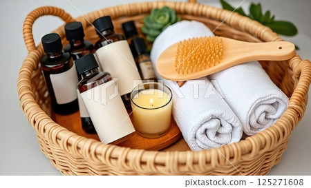 Luxurious Natural Spa and Wellness Collection Essential Elements for Mindful Self-Care and Therapeutic Relaxation 125271608