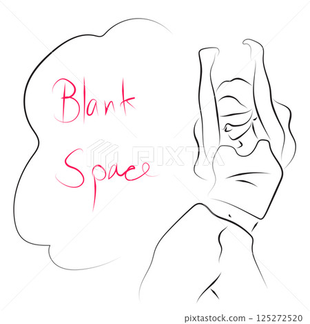 Hip hop dance girl with copy space illustration vector hand drawn with black lines isolated on white background. 125272520