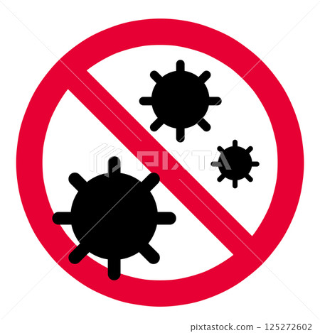 Virus and prohibition mark icon 125272602
