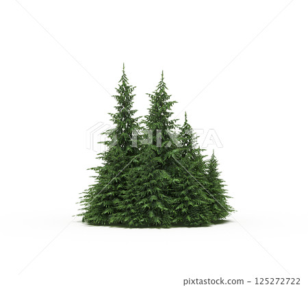 group of trees isolated on a transparent background, forest, sketch, outline illustration, cg render 125272722
