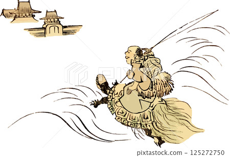 浦島太郎前往龍宮城的草圖 125272750