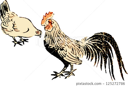 公雞和母雞的插圖 125272786