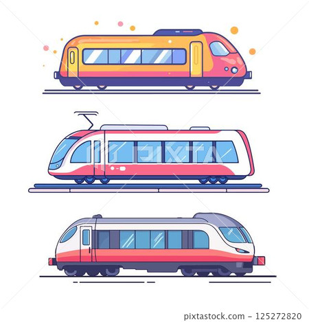 卡通火车插画素材 125272820