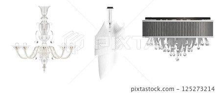 crystal chandelier for the interior isolated on transparent background, home lighting, 3D illustration, cg render crystal chandelier for the interior isolated on transparent background, home lighting, 3D illustration, cg render 125273214