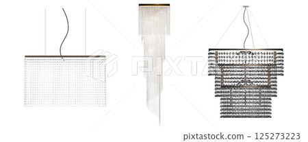 crystal chandelier for the interior isolated on transparent background, home lighting, 3D illustration, cg render 125273223