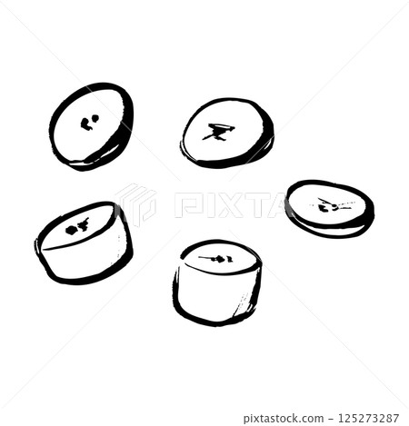 切開的香蕉的畫筆風格插圖 125273287