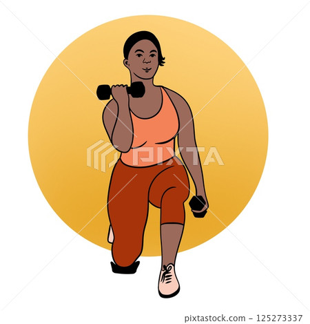 Hand drawn illustration of fitness training woman. Physical exercises gym session working out, modern sport art, confident fit female, weightlifting bodybuilding muscles, young girl athletic. Hand drawn illustration of fitness training woman. Physical exercises gym session working out, modern sport art, confident fit female, weightlifting bodybuilding muscles, young girl athletic. 125273337