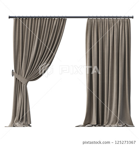 curtain isolated on a transparent background, interior decorations, 3D illustration, cg render 125273367