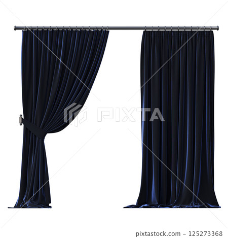 curtain isolated on a transparent background, interior decorations, 3D illustration, cg render 125273368