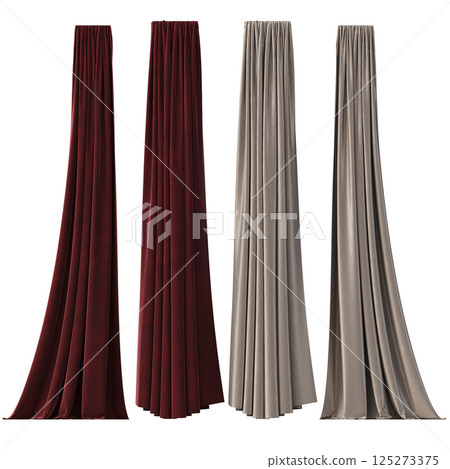 curtain isolated on a transparent background, interior decorations, 3D illustration, cg render curtain isolated on a transparent background, interior decorations, 3D illustration, cg render 125273375
