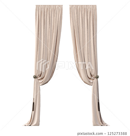 curtain isolated on a transparent background, interior decorations, 3D illustration, cg render curtain isolated on a transparent background, interior decorations, 3D illustration, cg render 125273388