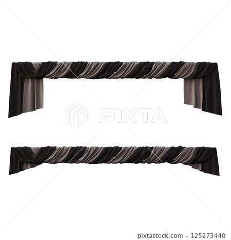 curtain isolated on a transparent background, interior decorations, 3D illustration, cg render 125273440
