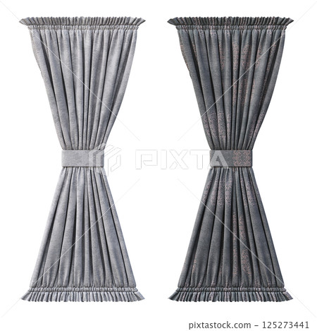 curtain isolated on a transparent background, interior decorations, 3D illustration, cg render 125273441