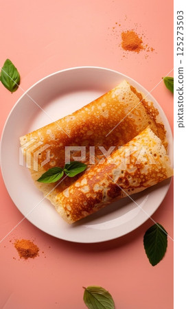 Dosa traditional India food on white plate 125273503