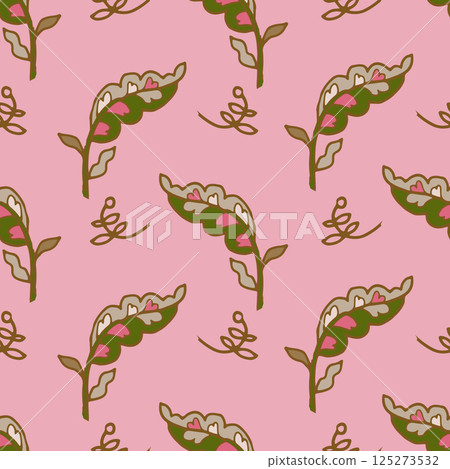 Pink Minimal Leaf Repeat Pattern 125273532