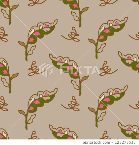 Beige Minimal Leaf Repeat Pattern 125273533