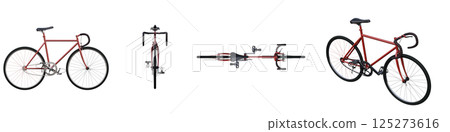 bicycle, isolate on a transparent background, 3d illustration, cg render 125273616