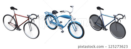bicycle, isolate on a transparent background, 3d illustration, cg render bicycle, isolate on a transparent background, 3d illustration, cg render 125273623