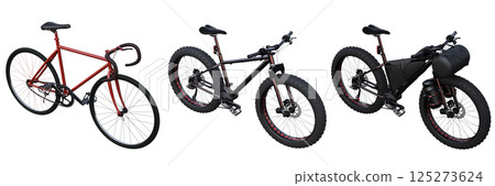 bicycle, isolate on a transparent background, 3d illustration, cg render 125273624