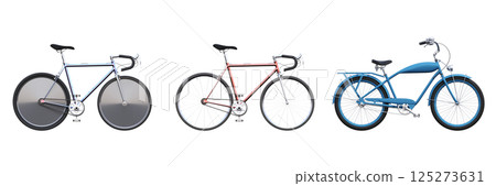 bicycle, isolate on a transparent background, 3d illustration, cg render 125273631