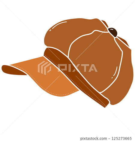 A graphic illustration of a brown leather hat 125273665