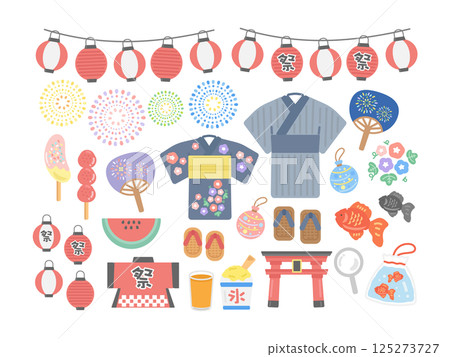 Summer festival fair illustration set Summer festival fair illustration set 125273727