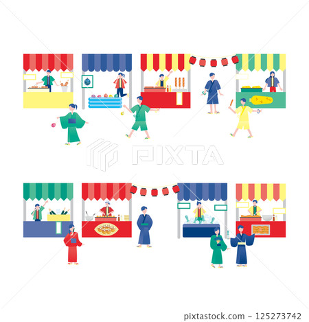 節日攤位和人群插圖 2 節日攤位和人群插圖 2 125273742