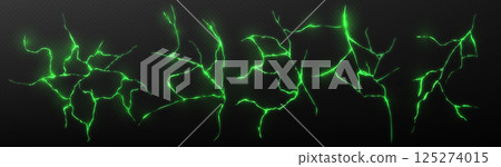 Green glowing cracks and earthquake fissures Green glowing cracks and earthquake fissures 125274015