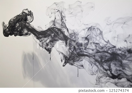 Abstract black and white art formation displayed on a gallery wall in a contemporary setting 125274374