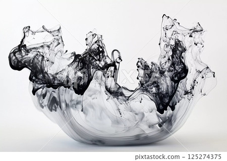 Abstract black and white art formation displayed on a gallery wall in a contemporary setting Abstract black and white art formation displayed on a gallery wall in a contemporary setting 125274375