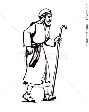 Vector drawing. Jewish man walk Vector drawing. Jewish man walk 125274996