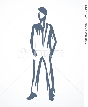 Vector drawing. Standing businessman sign 125274999