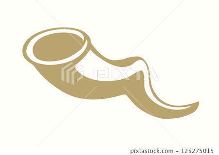 Vector drawing. Jewish ritual horn shofar 125275015