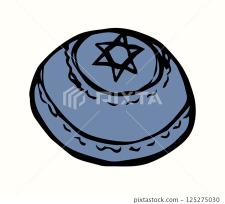 Vector drawing. Jewish clothing yarmulke 125275030