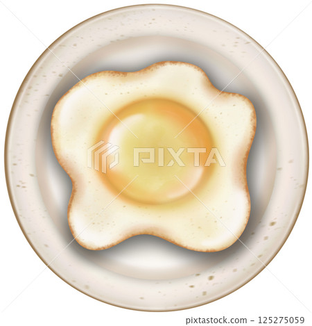 Cute Fried Egg cartoon style hand drawn food art illustration. 125275059