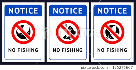Label No fishing, poster set vector illustration 125275607