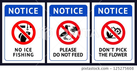 Label No pick flower, No fishing, No feed birds 125275608