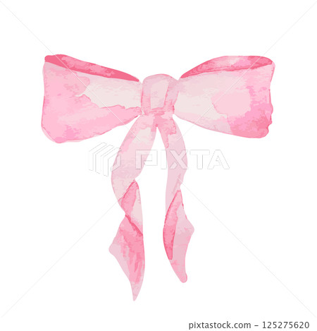An Elegant Pink Watercolor Bow Illustration Perfect for Fashion, Art and Home Decor 125275620
