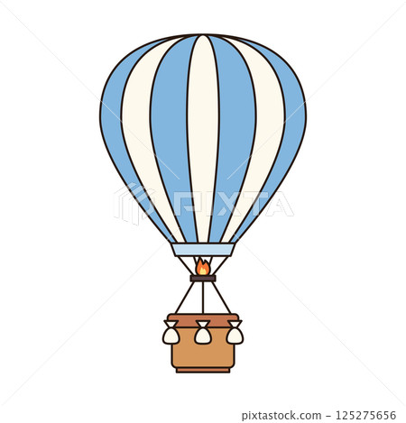 HOT AIR BALLOON cute vehicle doodle icon kawaii style simple outline isolated vector transportation illustration travel element drawing object 125275656