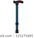 Simple illustration of a blue T-shaped cane 125275885