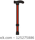 Simple illustration of a red T-shaped cane 125275886