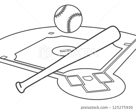 棒球、球棒和地面 棒球、球棒和地面 125275930