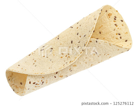 Folded lavash isolated on white background with clipping path, top view Folded lavash isolated on white background with clipping path, top view 125276112