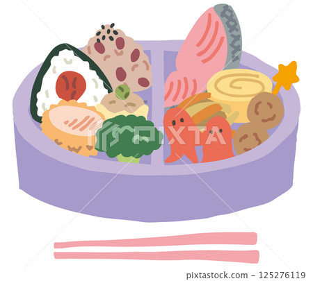 紫色便當盒和配菜(附筷子) 紫色便當盒和配菜(附筷子) 125276119