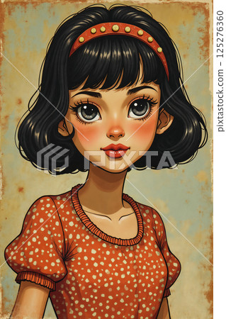 portrait of a girl with beautiful face, illustration on color grunge background 125276360