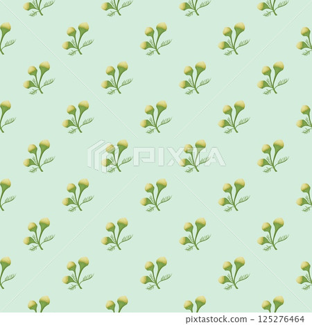 Vintage Pineapple weed Seamless Floral Pattern Green background 125276464