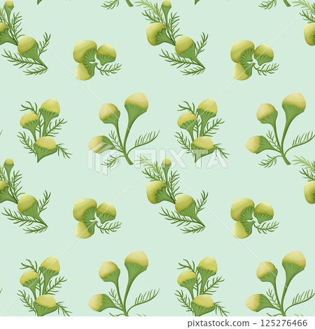 Vintage Pineapple weed Seamless Floral Pattern Green background Vintage Pineapple weed Seamless Floral Pattern Green background 125276466