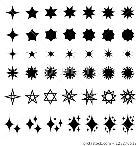 Simple star icon set illustration decoration ornament design symbol vector black 125276512