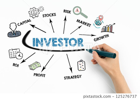Investor Concept. Chart with keywords and icons on white background 125276737